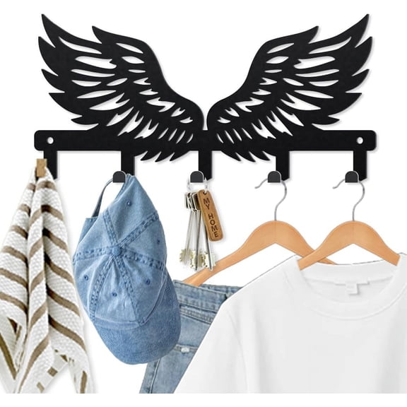 Iron Wall Mounted Hook Hangers Decorative Organizer Rack with Screws 5 Hooks for Bag Clothes Key Scarf Hanging Holder Wing 120x250mm