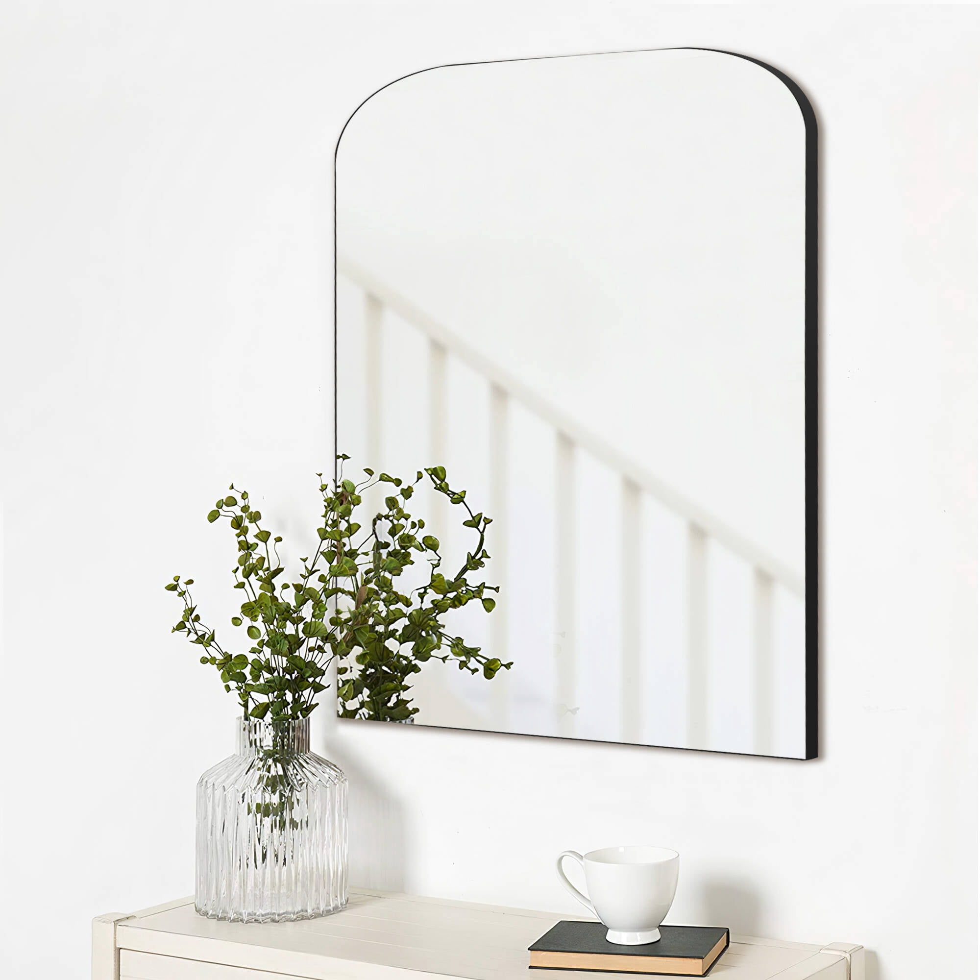 Iron Wall-Mounted Mirror Small Mirror 32"x24",Black