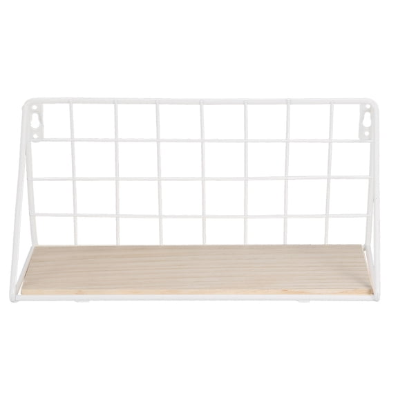 Iron Wall Shelf Wall Hanging Storage Shelf Display Rack for Living Room Decoration (White S)