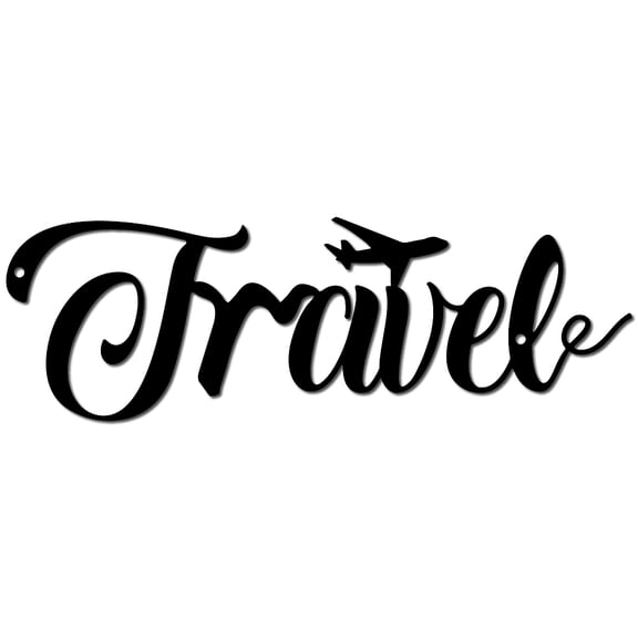 Iron Wall Signs Metal Art Wall Decoration for Living Room Home Office Garden Kitchen Hotel Balcony Word Travel 100x300x1mm Hole: 5mm