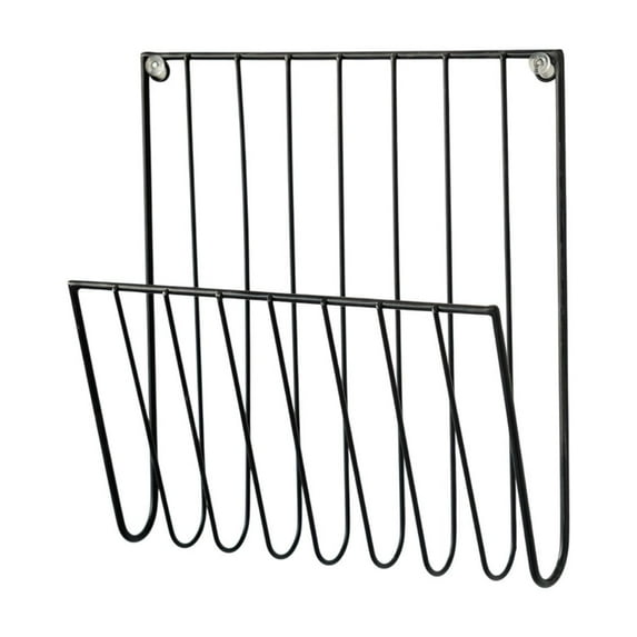 Iron Wall Storage Rack, Wall Mounted Book Rack, Modern Iron Wall Mounted Book and Newspaper Storage Rack for Bedroom and Study, Black and Gold Durable Metal Organizer