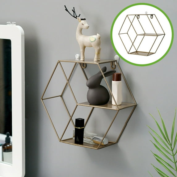 Iron Wall Storage Rack, Wall Mounted Organizer Shelf for Home, Living Room, Bathroom, Multi-Tier Storage for Decor, Cosmetics, Plants, Space Saving, Stylish and Sturdy