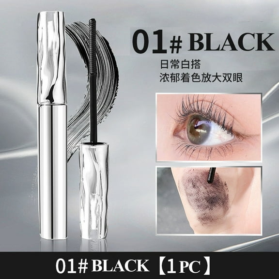Iron Wand Mascara with Eyelash Curler, Black Washable Metal Mascara, Lasting 3D Curling Eyelashes, Waterproof Smudge-proof, Natural Thick Clear Lashes-looking