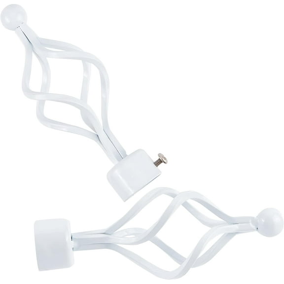 Iron Wavy Cage Curtain Rod Finials with Screws Curtain Rod Tip Ornament White 143x65x65mm Hole: 28.5mm