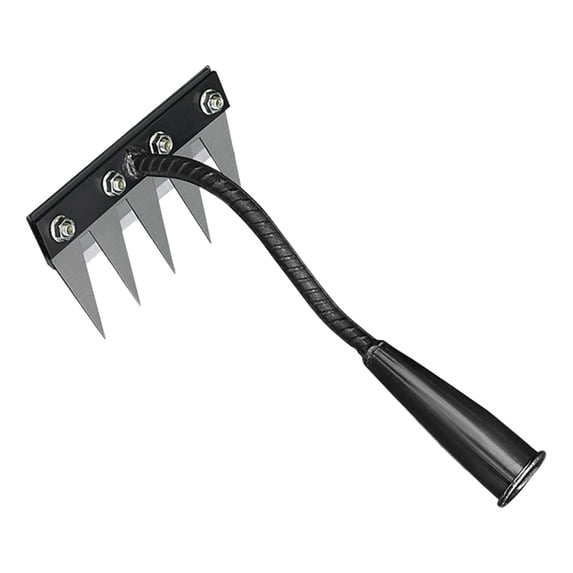 Iron Weeding Rake, 5 Teeth Carbon Steel Garden Weeder Rakes, Iron Rake for Yard Lawn and Garden, Heavy-Duty Gardens Hand Weeder Puller Tool for Gardening and Weedings (5 Teeth,9.5*16cm)