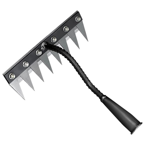 Iron Weeding Rake, 8 Teeth Carbon Steel Garden Weeder Rakes, Iron Rake for Yard Lawn and Garden, Heavy-Duty Gardens Hand Weeder Puller Tool for Gardening and Weedings (8 Teeth,9.5*27cm)