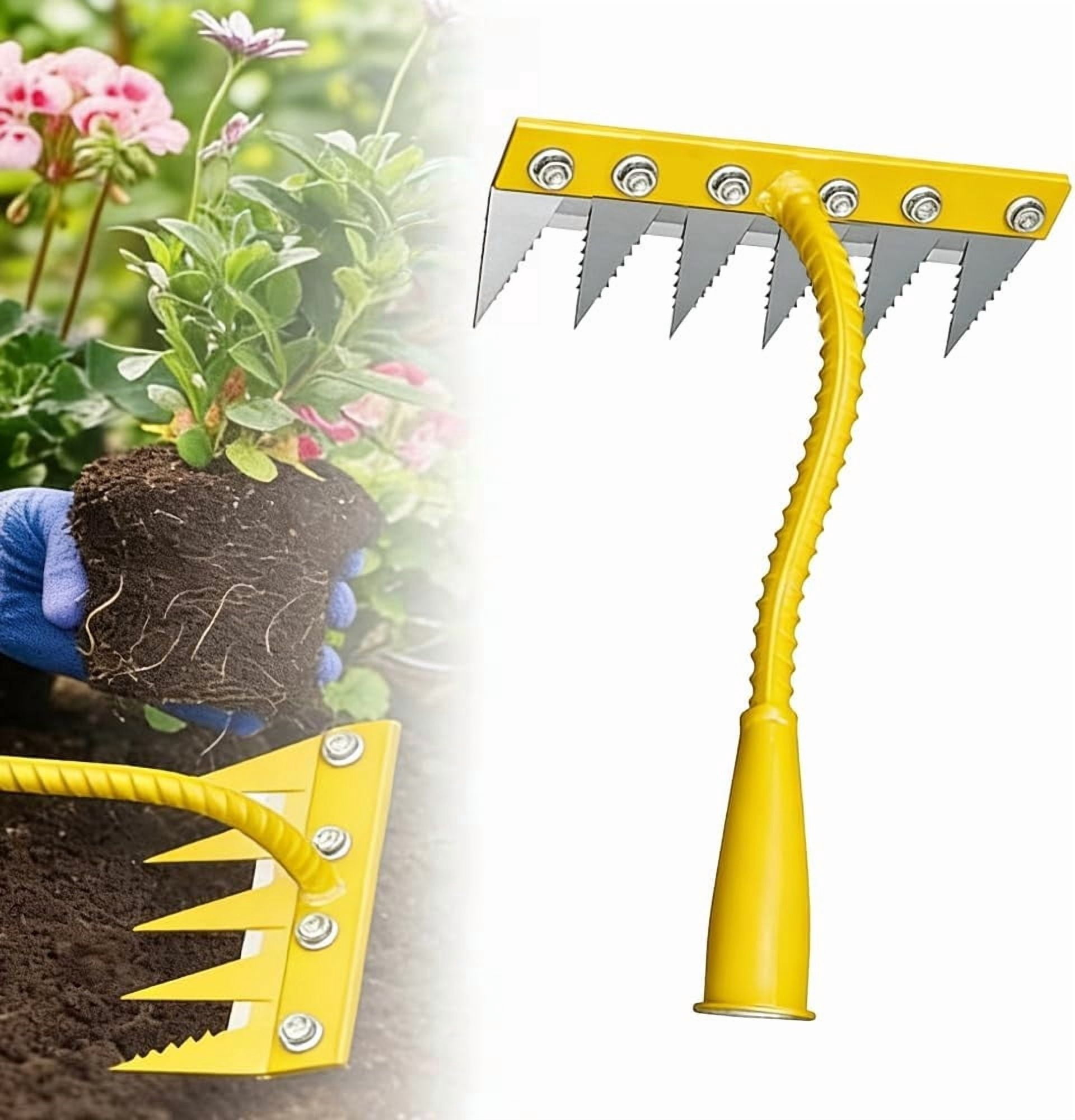 Iron Weeding Rake, Heavy Duty Garden Hand Weeder Rake, 2026 Upgrade 4/5/6/7 Teeth Garden Weeder Rakes for Yard Lawn and Garden, Manual Weed Puller Gardening Weeding Tool