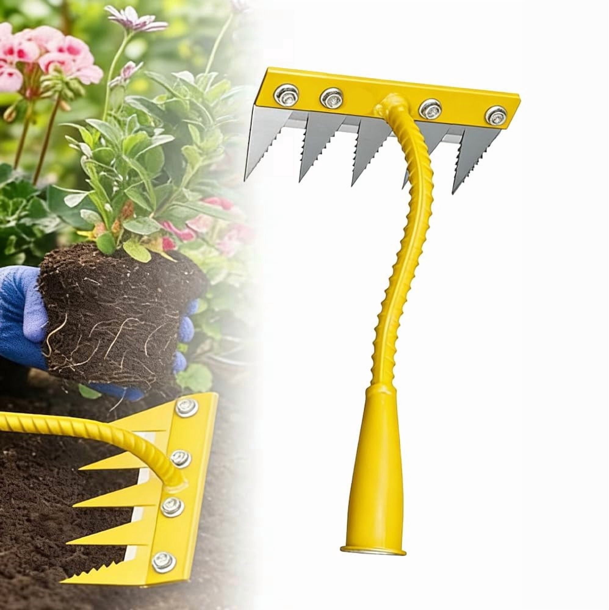 Iron Weeding Rake, Heavy Duty Garden Hand Weeder Rake, 2026 Upgrade 4/5/6/7 Teeth Garden Weeder Rakes for Yard Lawn and Garden, Manual Weed Puller Gardening Weeding Tool