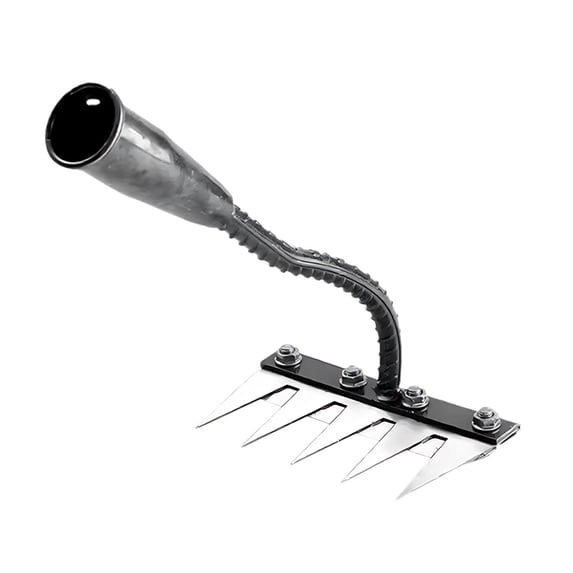 Iron Weeding Rake, Iron Rake for Gardening and Weedings, Heavy Duty Gardening Hand Weed Puller Tools, 5 Teeth Carbon Steel Garden Weedings Rakes for Lawn Care