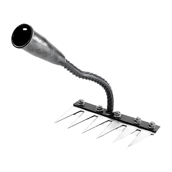 Iron Weeding Rake, Iron Rake for Gardening and Weedings, Heavy Duty Gardening Hand Weed Puller Tools, 6 Teeth Carbon Steel Garden Weedings Rakes for Lawn Care