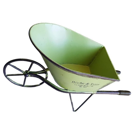 Iron Wheelbarrow Flower Cart Elegant Small Planter Plant Pots Home Desk Decors