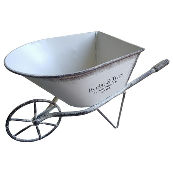Iron Wheelbarrow Flower Cart Small Planter Pots for Garden and Indoor Decors