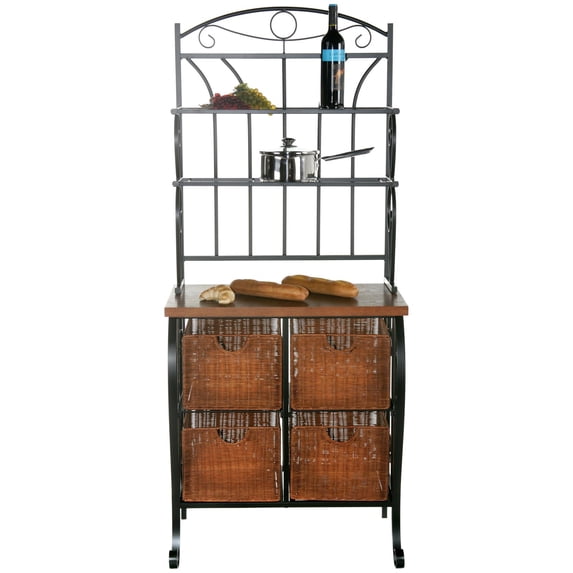 Iron/Wicker Bakers Rack