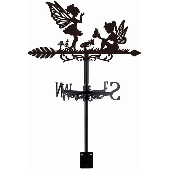 Iron Wind Direction Indicator Weathervane for Outdoor Garden Wind Measuring Tool Angel 265x358mm
