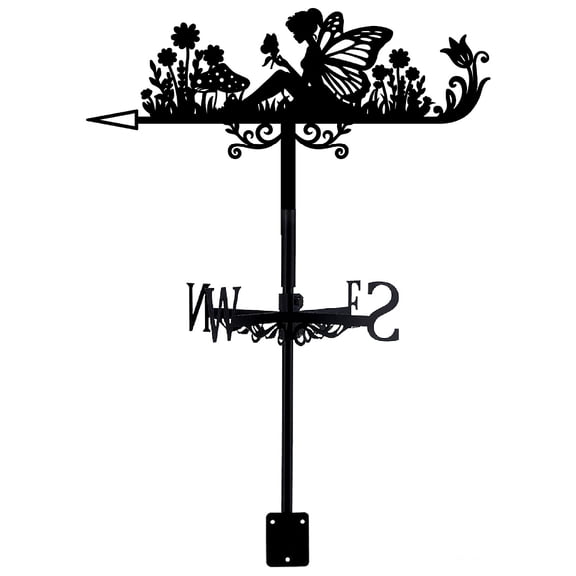 Iron Wind Direction Indicator Weathervane for Outdoor Garden Wind Measuring Tool Angel Fairy 200x356mm