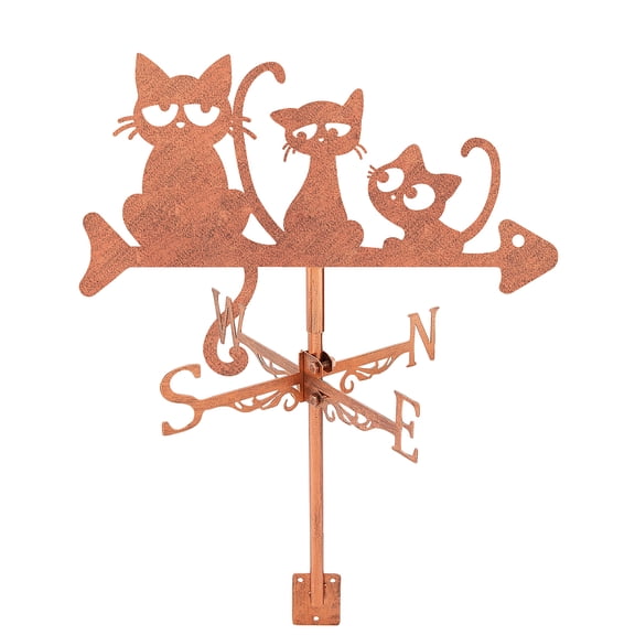 Iron Wind Direction Indicator Weathervane for Outdoor Garden Wind Measuring Tool Cat Shape 245x358mm