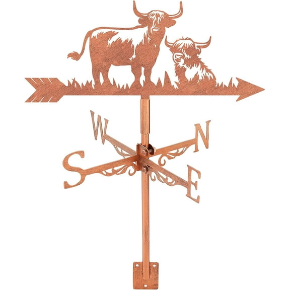 Iron Wind Direction Indicator Weathervane for Outdoor Garden Wind Measuring Tool Cattle 234x358mm