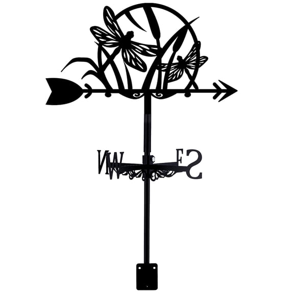 Iron Wind Direction Indicator Weathervane for Outdoor Garden Wind Measuring Tool Dragonfly 257x358mm