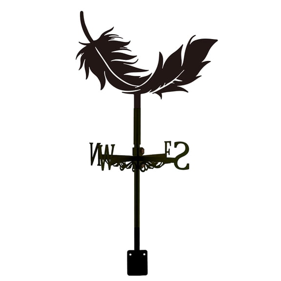 Iron Wind Direction Indicator Weathervane for Outdoor Garden Wind Measuring Tool Feather 255x280mm
