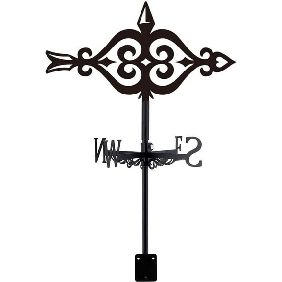 Iron Wind Direction Indicator Weathervane for Outdoor Garden Wind Measuring Tool Floral 265x358mm