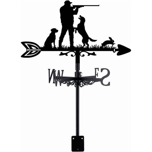 Iron Wind Direction Indicator Weathervane for Outdoor Garden Wind Measuring Tool Human 265x358mm Black
