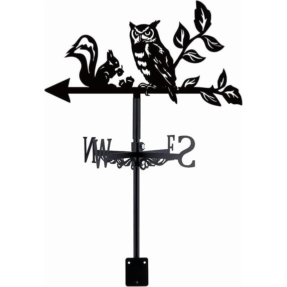 Iron Wind Direction Indicator Weathervane for Outdoor Garden Wind Measuring Tool Owl 237x356mm