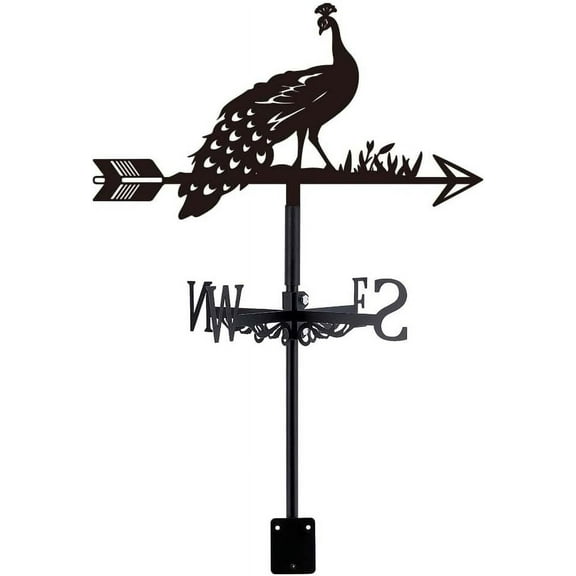 Iron Wind Direction Indicator Weathervane for Outdoor Garden Wind Measuring Tool Peacock 265x358mm