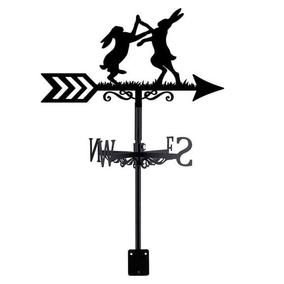 Iron Wind Direction Indicator Weathervane for Outdoor Garden Wind Measuring Tool Rabbit 260x358mm