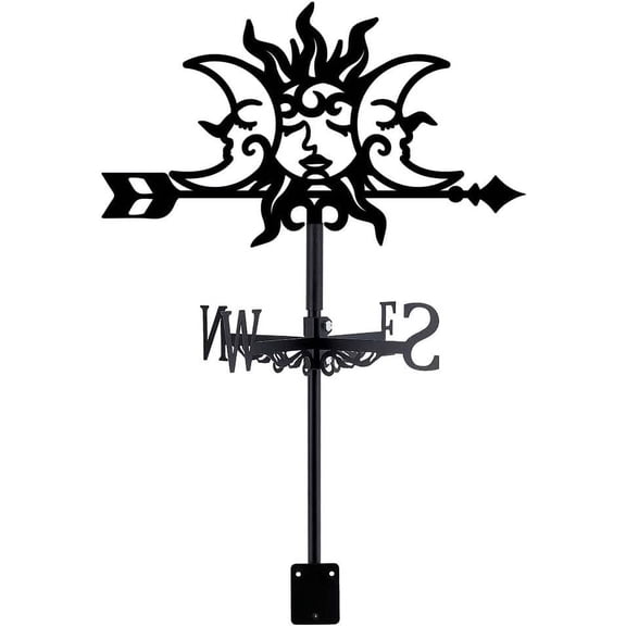 Iron Wind Direction Indicator Weathervane for Outdoor Garden Wind Measuring Tool Sun 265x358mm Black