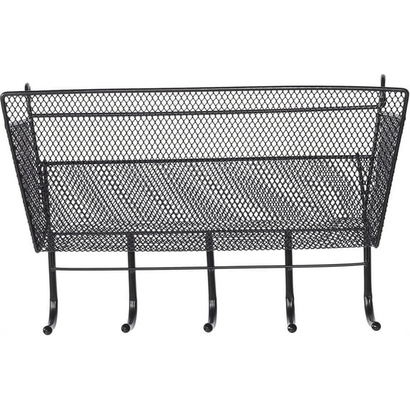 Iron Wire Basket Bedside Shelf Storage Baskets with Hanger Hook, Happon Hanging Organizer for Home Bedroom Dormitory Black