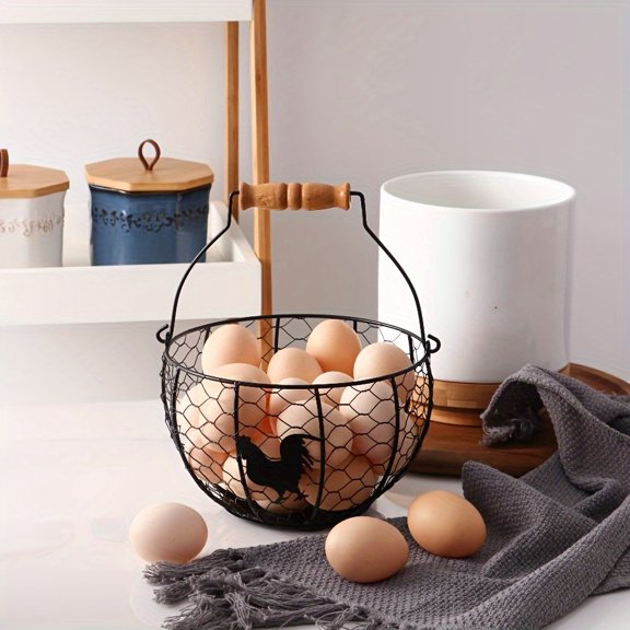 Iron Wire Egg Frame with Handle Suitable for Kitchen Storage Egg Basket
