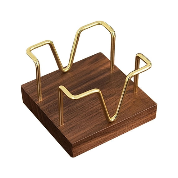 Iron Wire Memo Pad Stand with Wood Base Desk Note Block Stand Storage ...