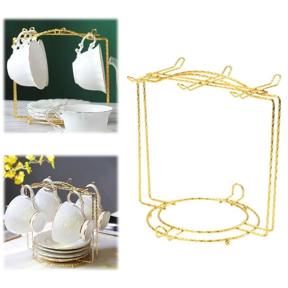 Iron Wire Mug Rack, 8.27 x 7.28 in Size, Holds Multiple Cups for Easy Access, Neat Kitchen or Office Organizationgolden,1set