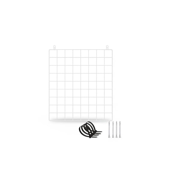 Iron Wire White Grid Panel Hanging Organizer, 17.72 x 17.72 x 17.72 in