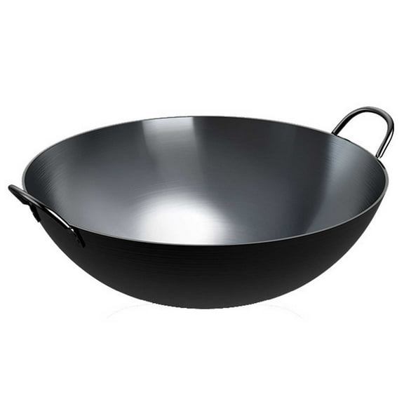 Iron Wok, Chinese Wok with Double Ear Handle, Traditional Old-Fashioned Iron Pan, Diverse Culinary Styles, Cookware