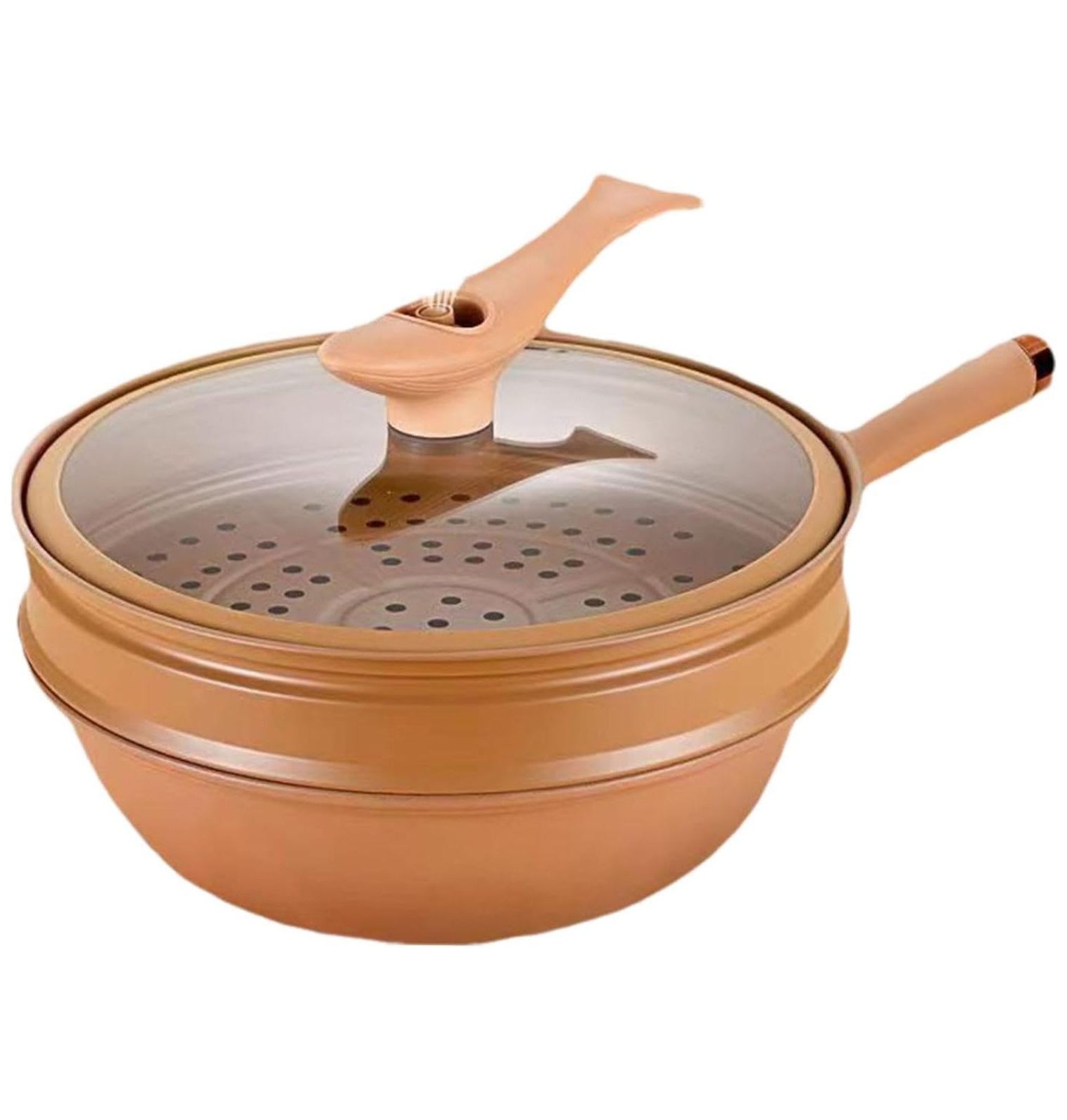 Iron Wok with Lid, NonStick Frying Pans, EnergyConcentrating Pot