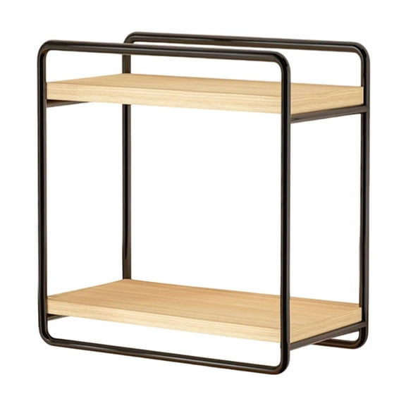 Iron and Wood Desktop Organizer Shelf Double Layer Storage Rack for Books Decor No Assembly Needed Shelf for Home Office Kitchen Countertop Multipurpose Black