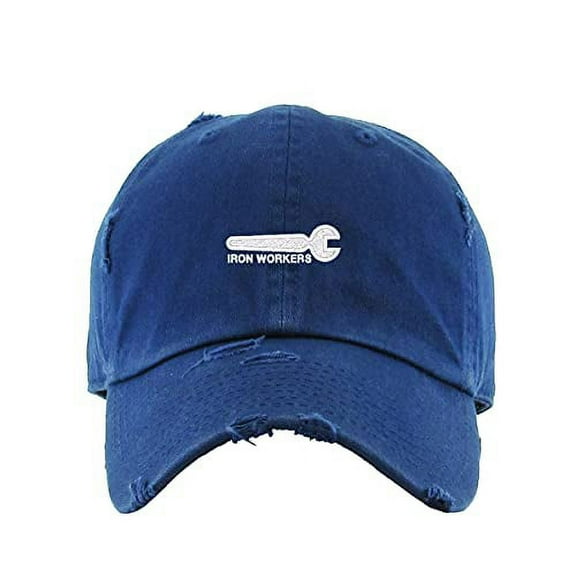 Iron Workers Vintage Baseball Cap Embroidered Cotton Adjustable Distressed Dad Hat Navy