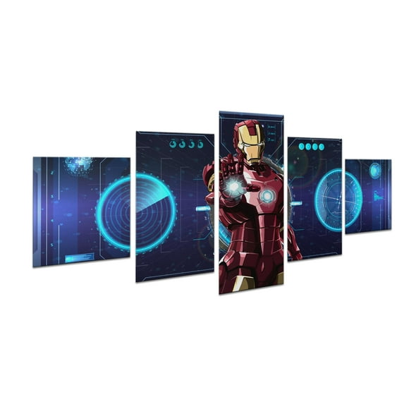 Iron man Canvas Wall Art by DreamController Set of 5 - 20x40 inches ` Wall Decor | HD Printed & Wooden framed wall art | Modern Wall Decor for Bedroom, Living Room, Office, Kids Room | Made in USA