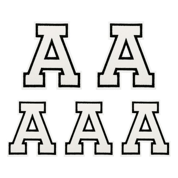 Iron on Letter 4.4"/3.1" Alphabet A Patches for Repairing Clothing DIY (White, Pack of 5)