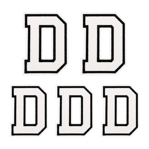 Iron on Letter  4.4"/3.1" Alphabet D Patches for Repairing Clothing DIY (White, Pack of 5)