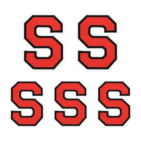 Iron on Letter 4.4"/3.1" Alphabet S Patches for Repairing Clothing DIY (Red, Pack of 5)