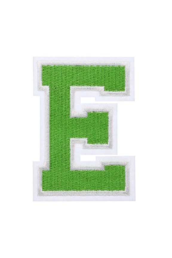 Iron on Letter Patches, 3 Inch Letter E, Iron on Letter Patches Large, Embroidered Letter Patches Green