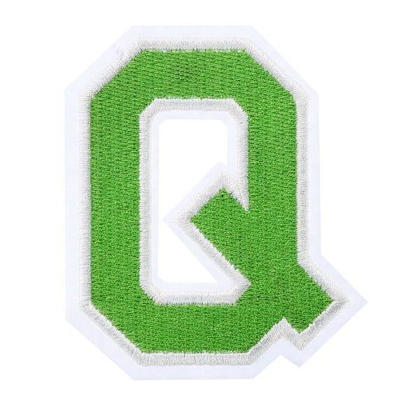 Iron on Letter Patches, 3 Inch Letter Q, Iron on Letter Patches Large, Embroidered Letter Patches Green