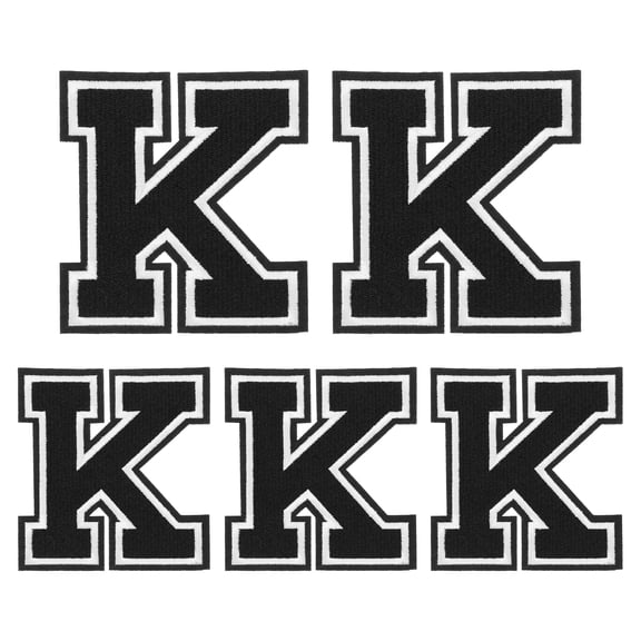 Iron on Letters Patches, 5PCS Alphabet K Iron on Embroidered Patch for Repairing Clothing (4.4"/3.1", Black )