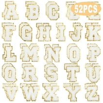 Iron on Letters for Clothing A to Z Letter Iron on Patches Sewing Clothing Badges with Glitters Border 52 Pack White