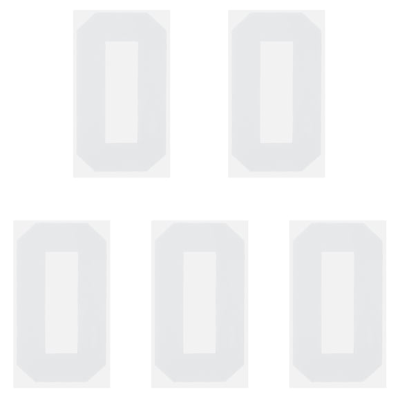 Iron on Number 0 Heat Transfer 8" White Single Number 5 Pack