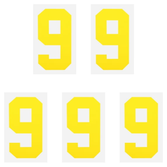 Iron on Number 9 Heat Transfer 8" Yellow Single Number 5 Pack