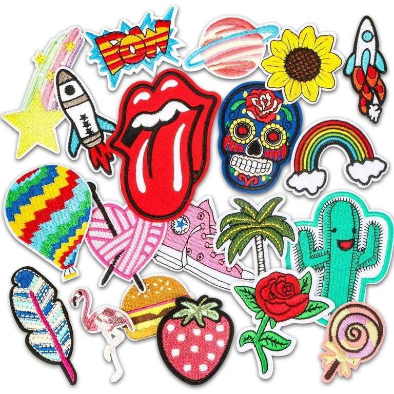 Iron-on Patches, 20 Pieces Patches for Clothes Flowers Patch Patches for  Ironing on Children Patches Roses for DIY T-Shirt Jeans Clothes Bags（20pcs）