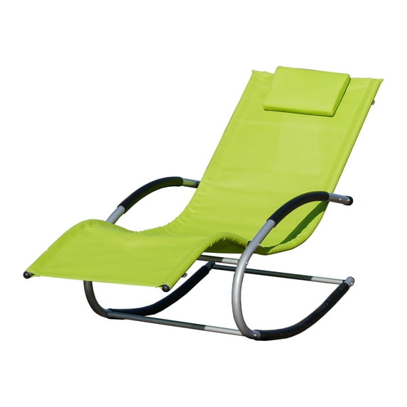 Iron rocking U-shaped green lounge chair